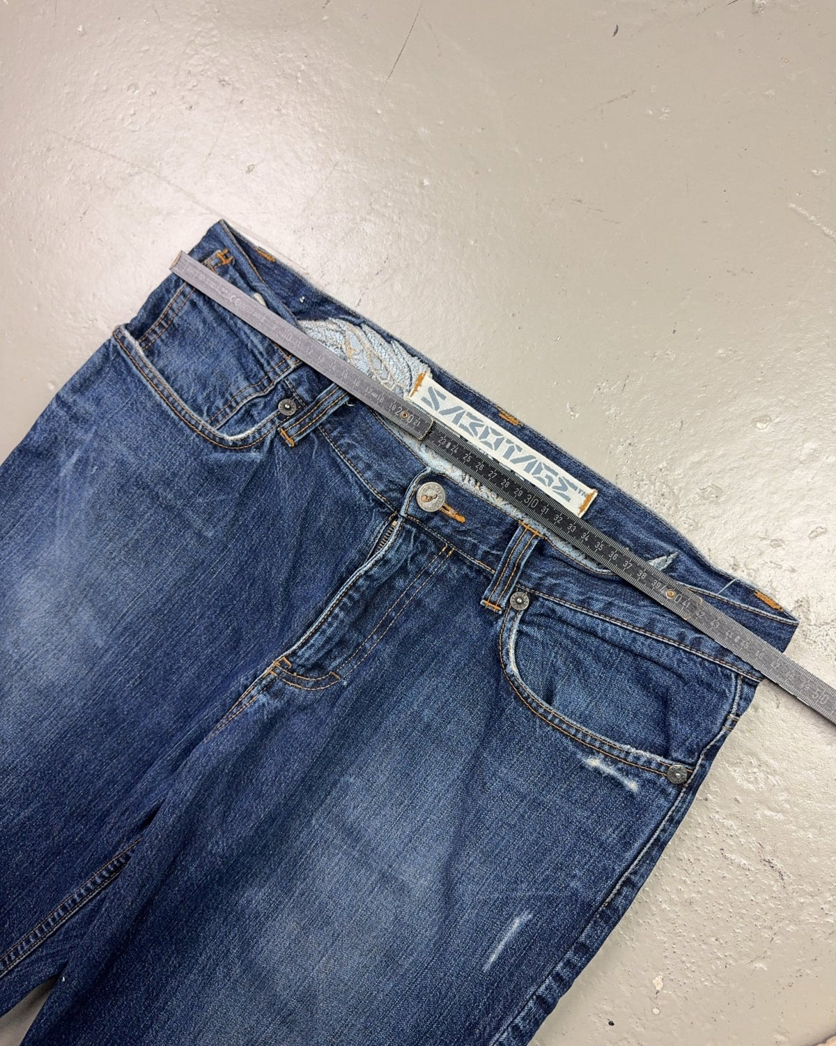 1990's Sabotage German Techno Baggy/Bootcut Jeans *extremely rare 36x34 (XL) - Lennys Vintage