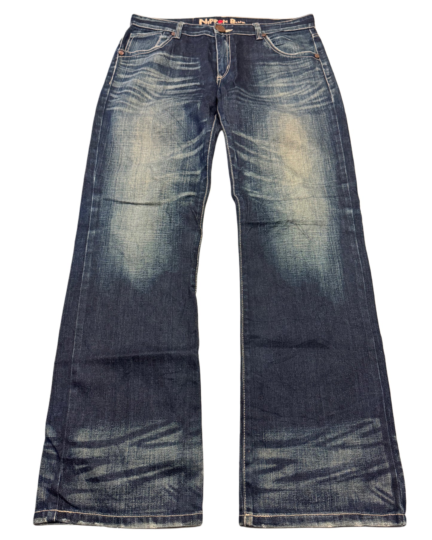 2000‘s Nippon Blue Japanese Archive Baggy Jeans *very rare 34x32
