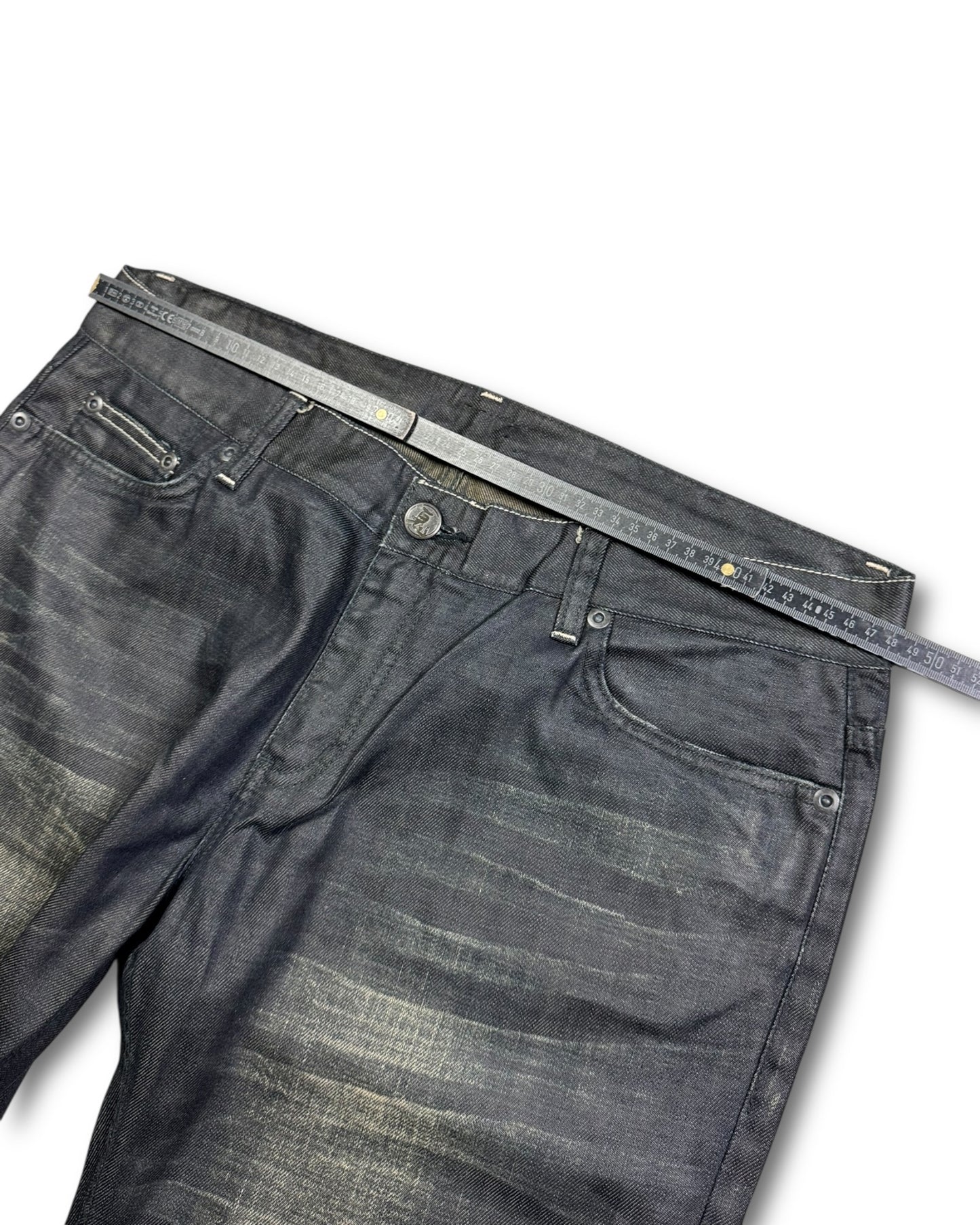 2000's Oniarai Straight/Baggy Japanese Waxed Jeans *very rare 38x30 (XXL)