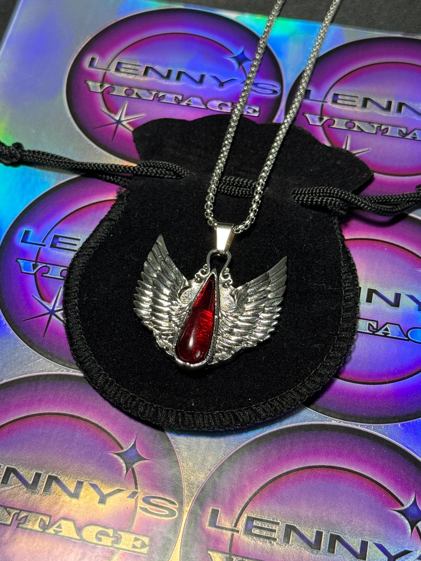 Winged Blood Stone Stainless Steel Necklace