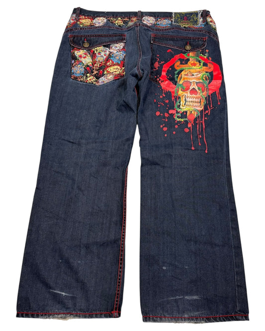2000‘s Kanji Japanese Baggy Jeans *very rare 42x32