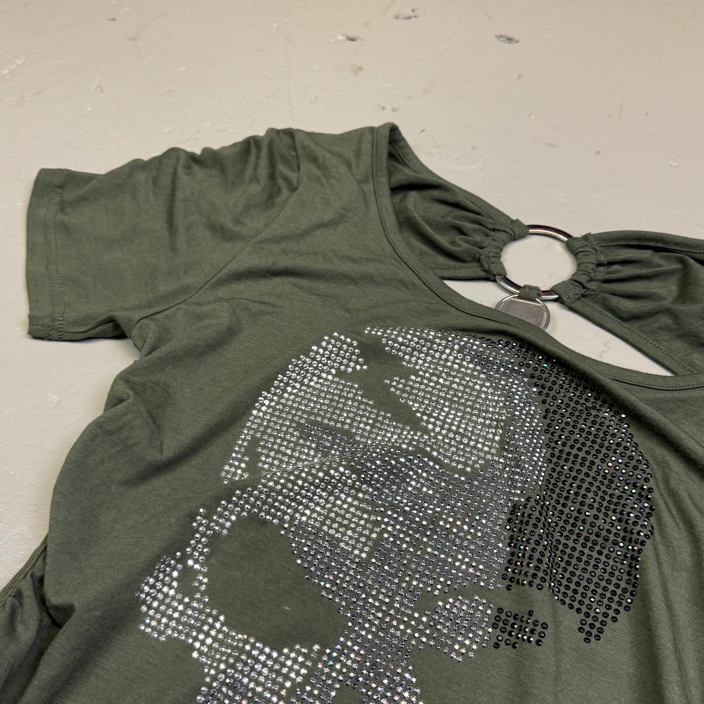 Y2K Skull Rhinestone Shirt Women‘s (M)