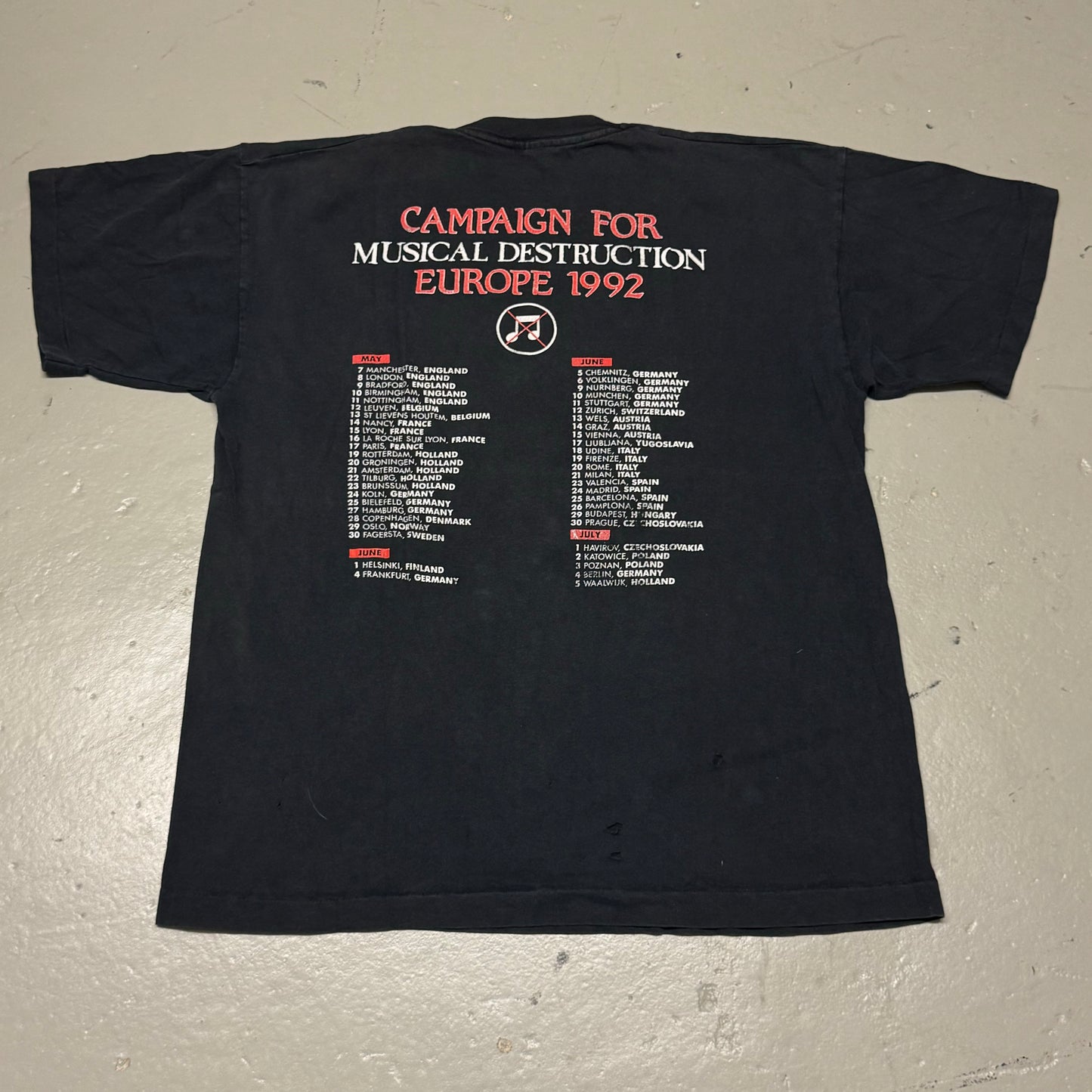 1992 Napalm Death Archive Shirt 'Campaign For Musical Destruction' Europe Tour *extremely rare (XL)