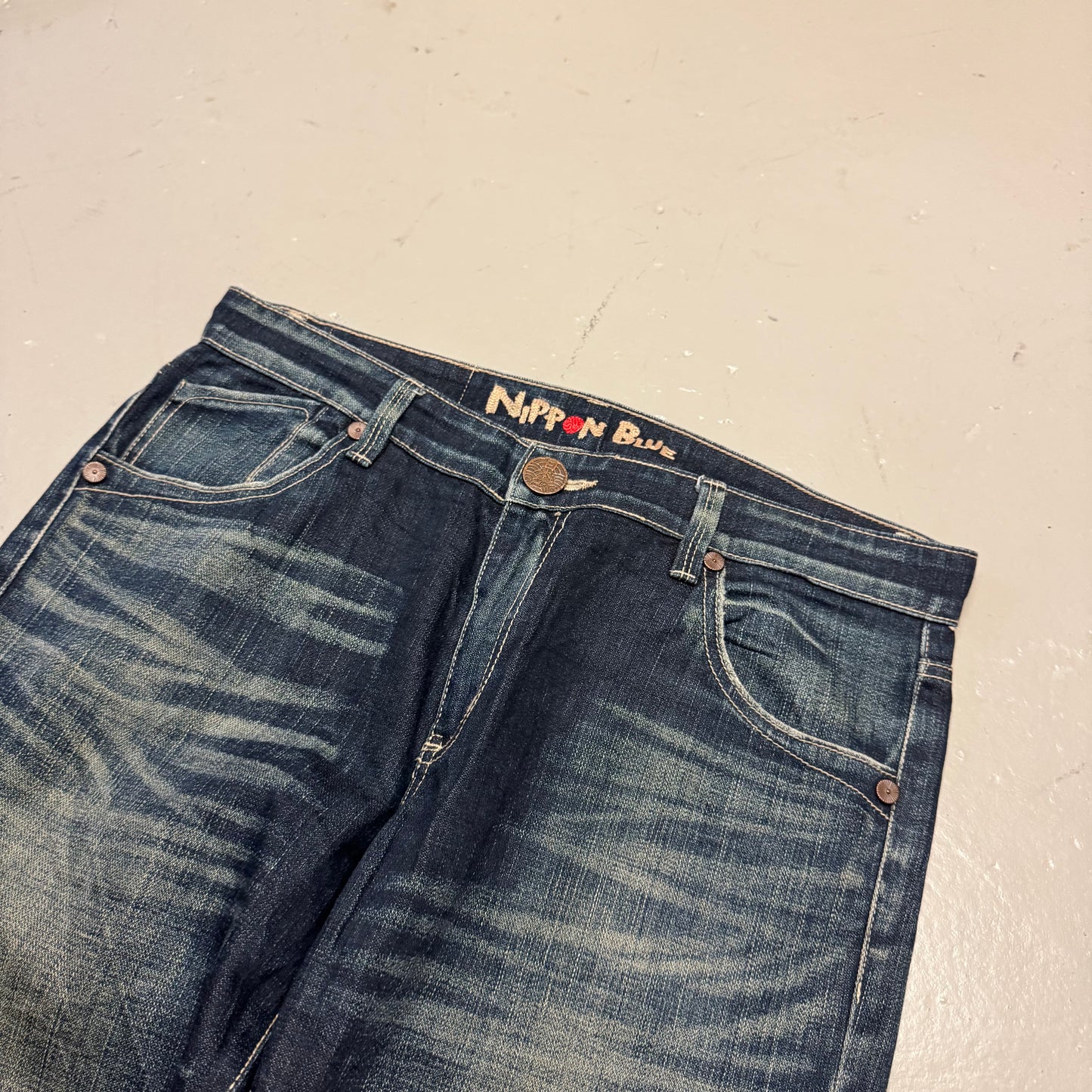 2000‘s Nippon Blue Japanese Archive Baggy Jeans *very rare 34x32