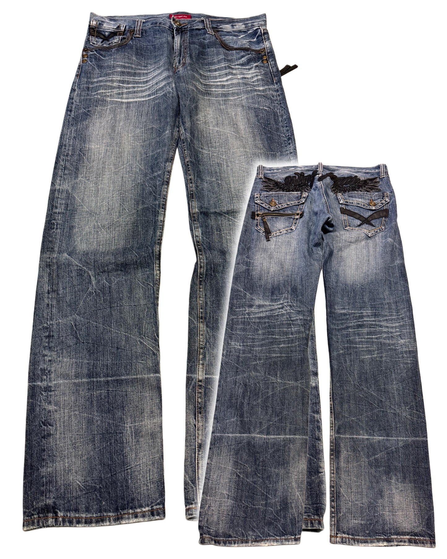 2000‘s Wing Baggy/Straight Y2K Jeans *rare 34x34