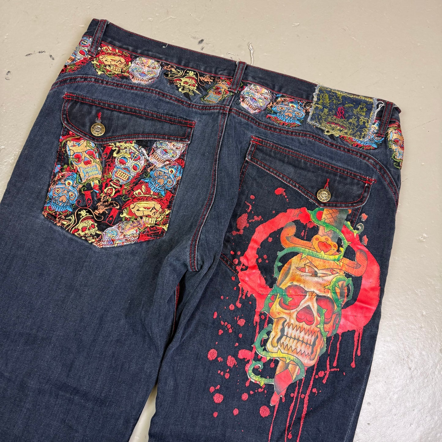 2000‘s Kanji Japanese Baggy Jeans *very rare 42x32