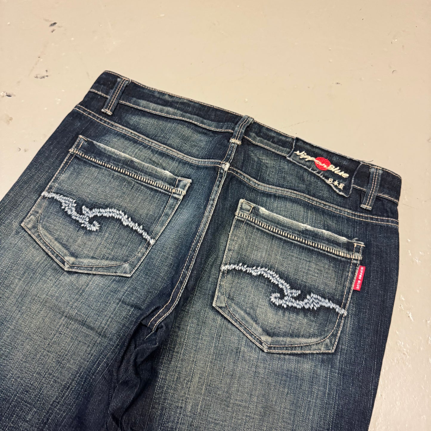 2000‘s Nippon Blue Japanese Archive Baggy Jeans *very rare 34x32
