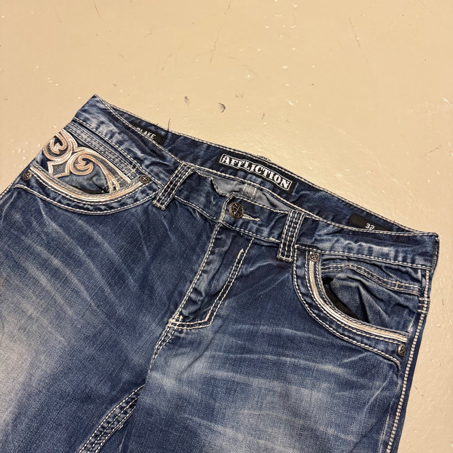 2000‘s Affliction Baggy/Straight Jeans *rare 36x33