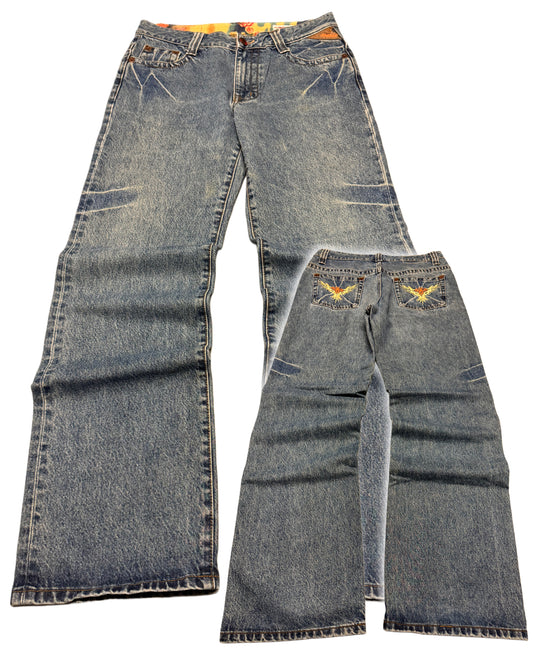 2000's Bobson Japanese Heavy Denim Baggy Jeans *rare 32x34