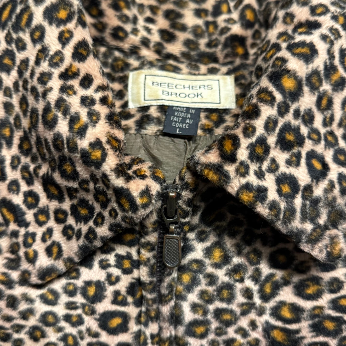 1980’s Beechers Brook Leo Faux Fur Waisted Jacket Women’s made in Korea *extremely rare (L)