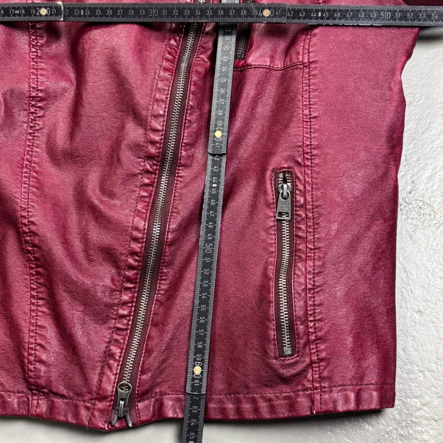 2000’s Frapp Bordeaux Red Vegan Leather Jacket Women’s *rare (L)