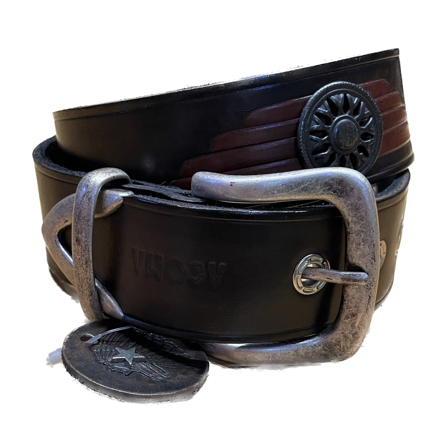 Acoma leather belt handmade (size 75)