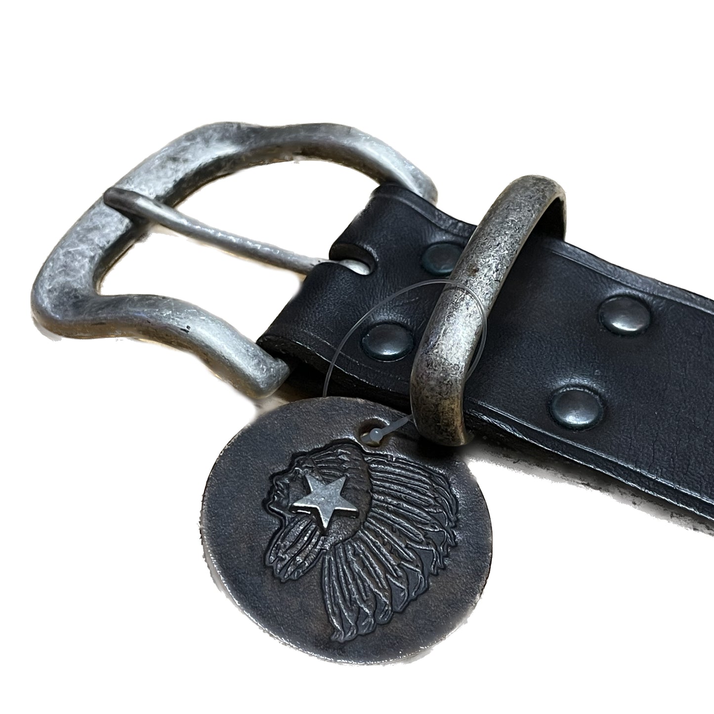 Acoma leather belt handmade (size 75)