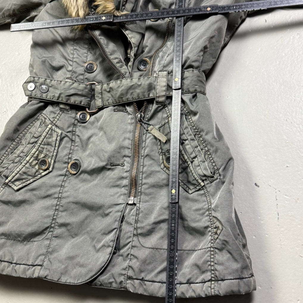 2000's Faux Fur Green Jacket Women's *rare (S)