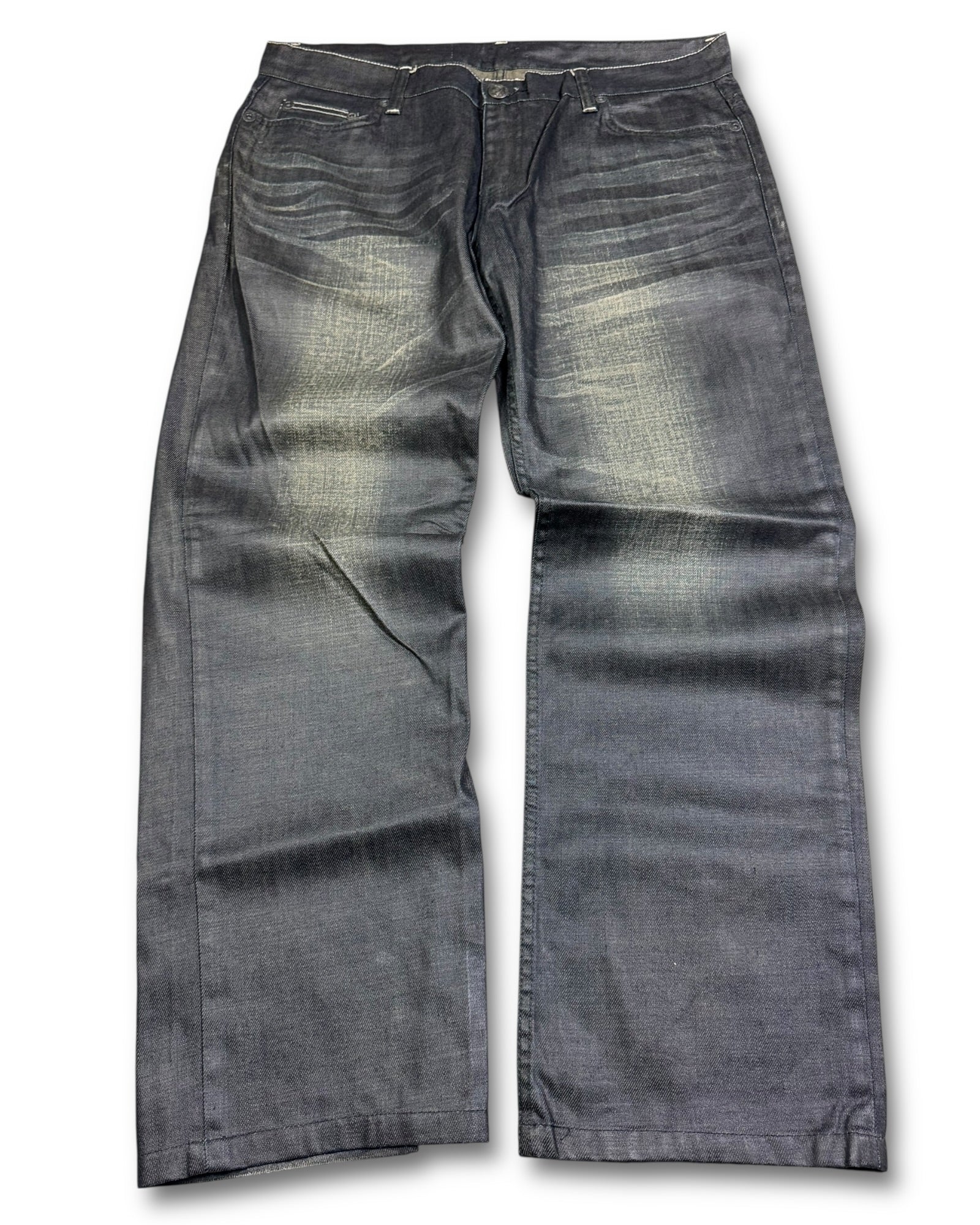 2000's Oniarai Straight/Baggy Japanese Waxed Jeans *very rare 38x30 (XXL)