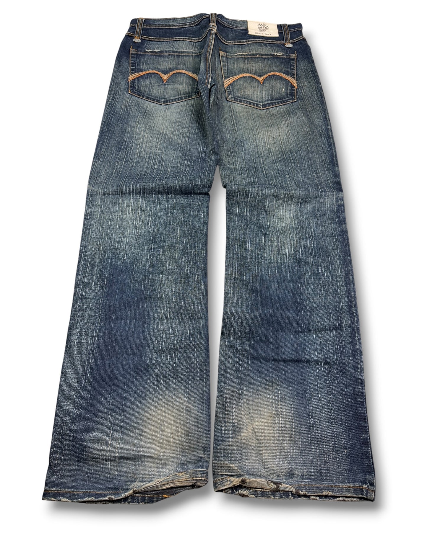 2000's Blue Way Japanese Baggy Jeans *rare 36x32 (XL)
