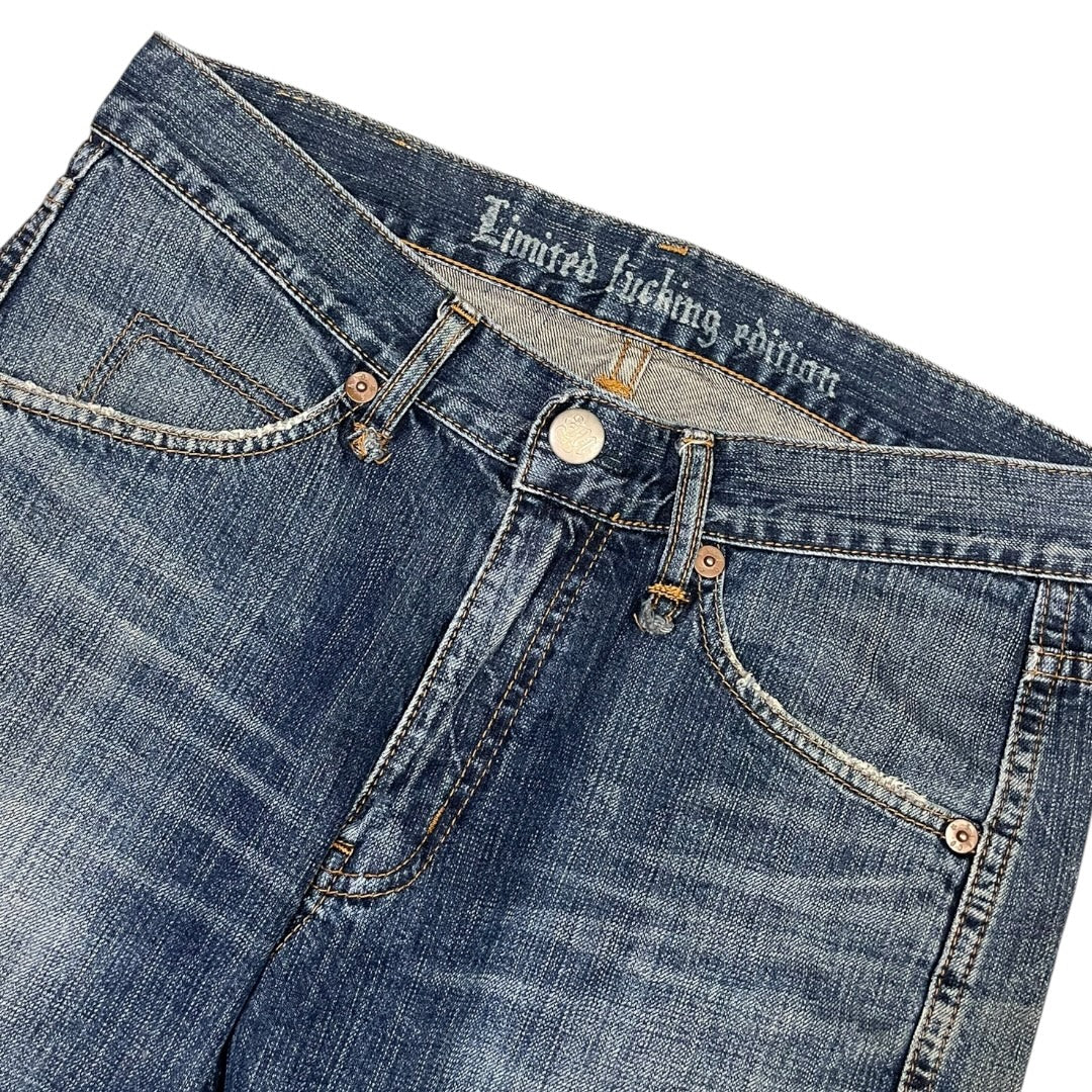 2000‘s Machi Japanese Baggy Jeans „limited f*cking edition“ *very rare 31x34
