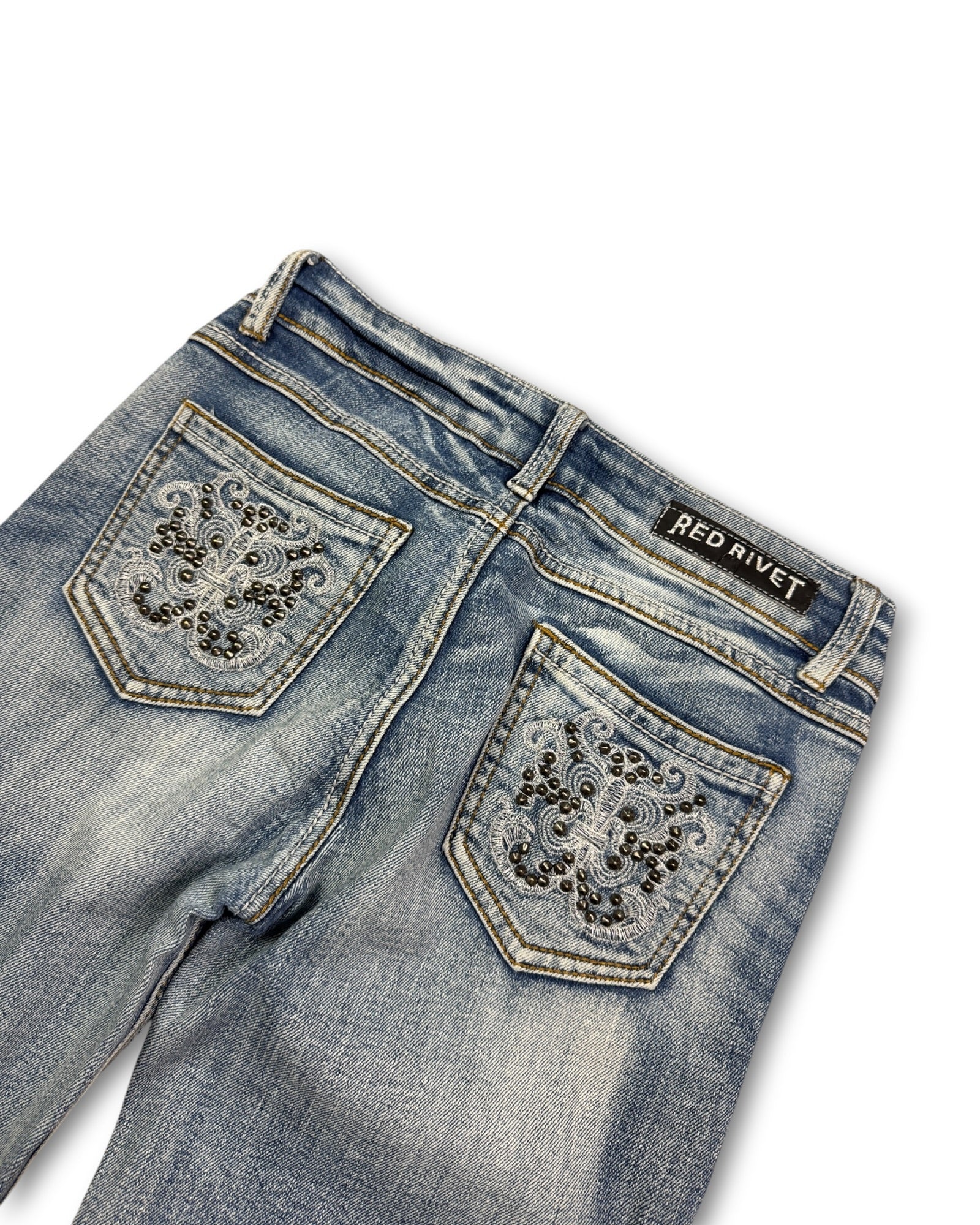 2000's Red Rivet Low Waist/Bootcut Jeans Women's *rare 26x30 (S)