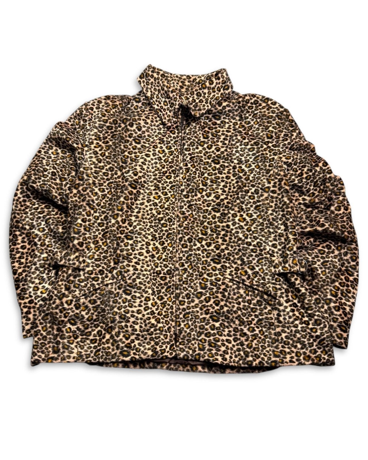 1980’s Beechers Brook Leo Faux Fur Waisted Jacket Women’s made in Korea *extremely rare (L) - Lennys Vintage