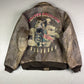 1980's Fighter Squadron Graphic Leather Bomber Jacket *extremely rare (L) - Lennys Vintage