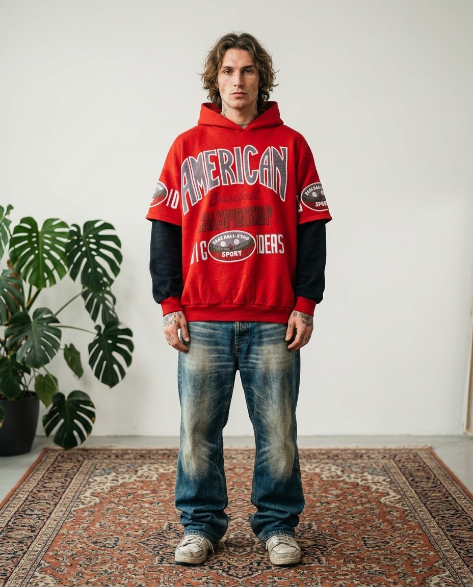 1990's Amercian Baseball Hoodie * (XL) - Lennys Vintage