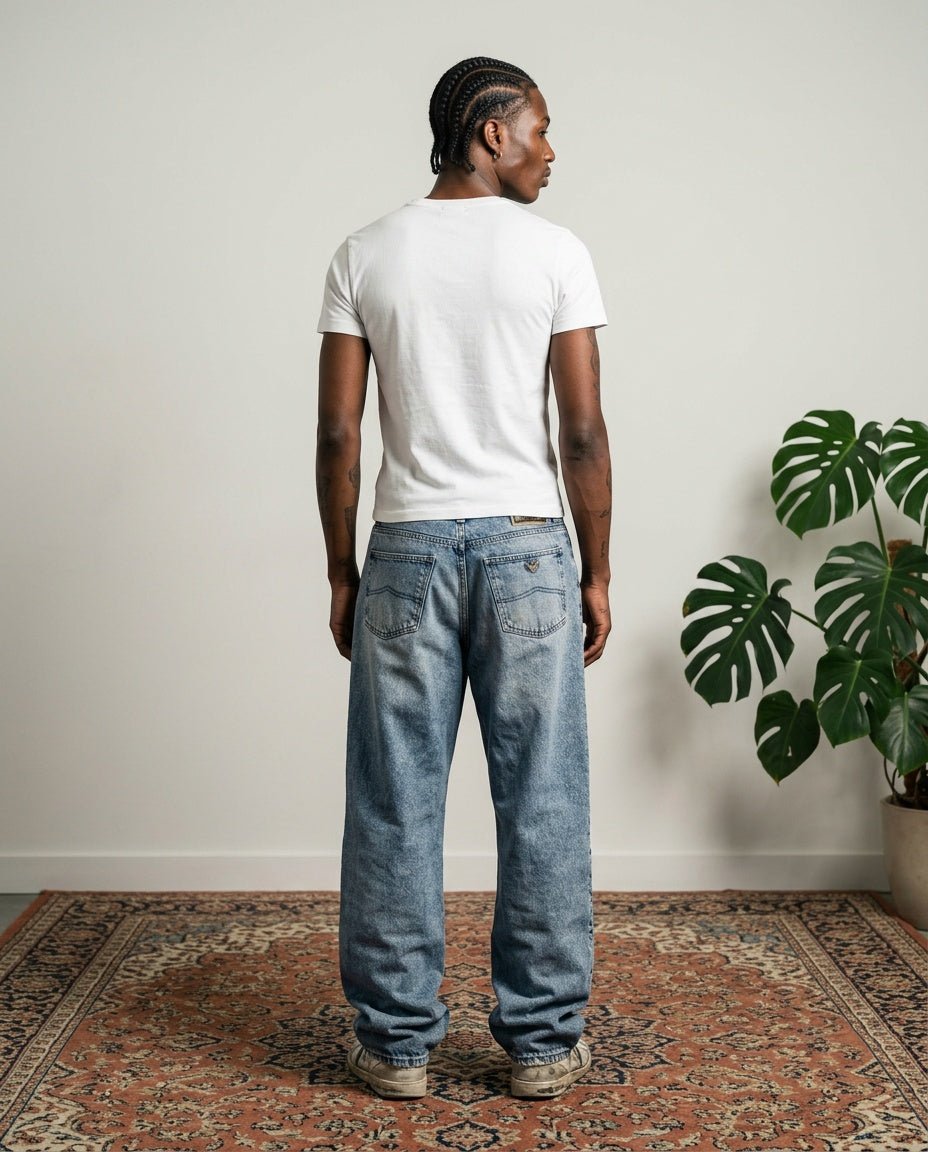 1990's Armani Jeans Baggy Jeans *rare 34x32 (L) - Lennys Vintage