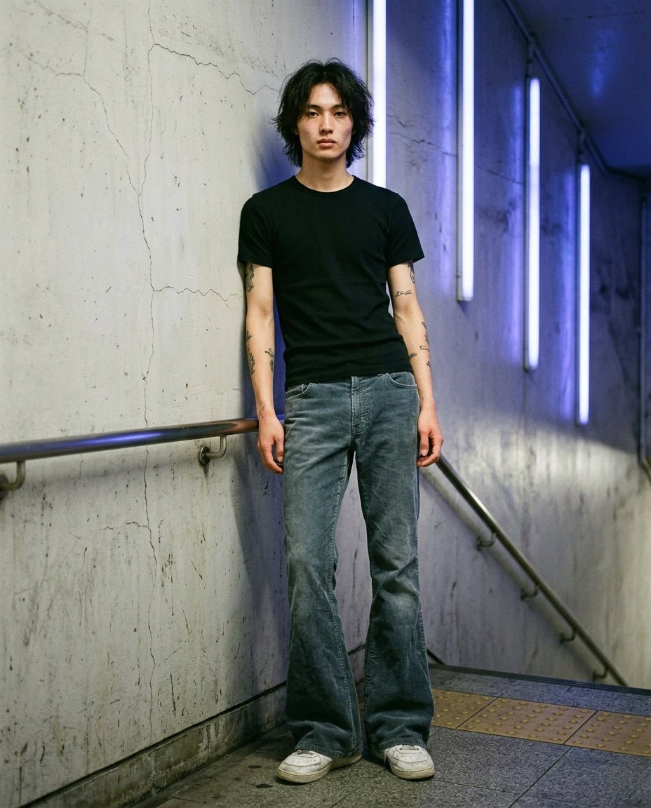 1990's Big Blue Bootcut Pants *very rare 30x34 (M) - Lennys Vintage