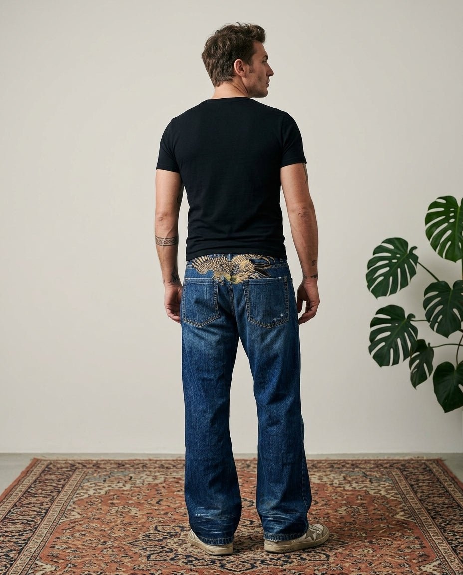 1990's Sabotage German Techno Baggy/Bootcut Jeans *extremely rare 36x34 (XL) - Lennys Vintage