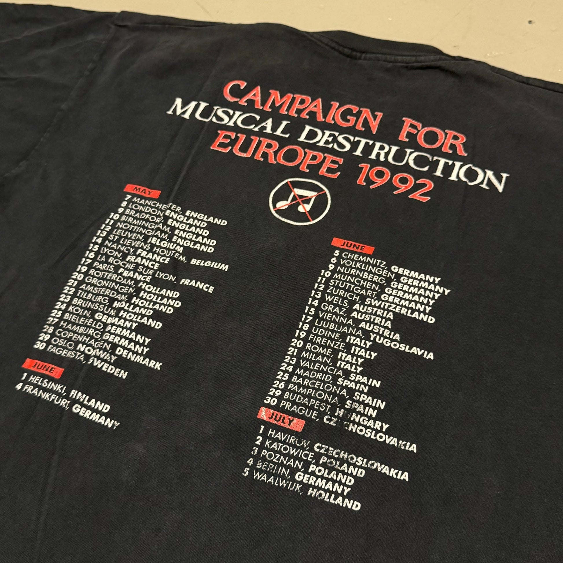 1992 Napalm Death Archive Shirt ’Campaign For Musical Destruction’ Europe Tour *extrem selten (XL) - Lennys Vintage