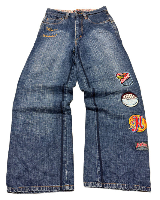 2000‘ Platinum FUBU Harlem Hip Hop Baggy Jeans *rare 28x29