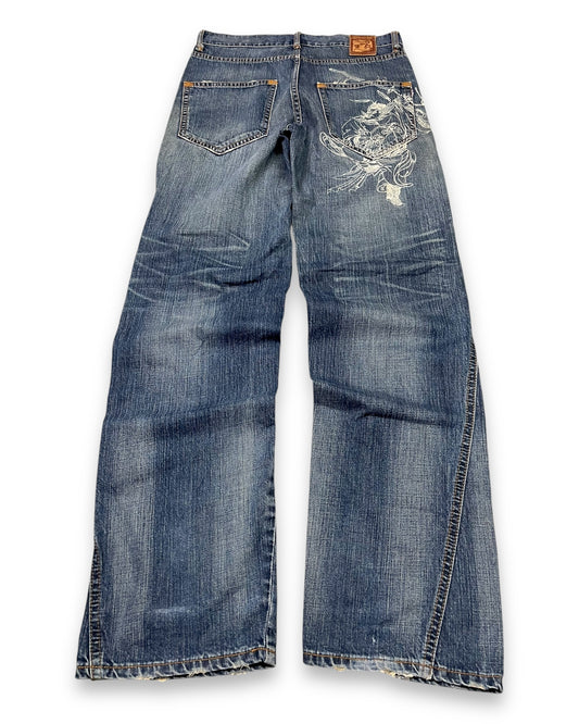 2000‘s Machi Japanese Baggy Jeans „limited f*cking edition“ *very rare 31x34