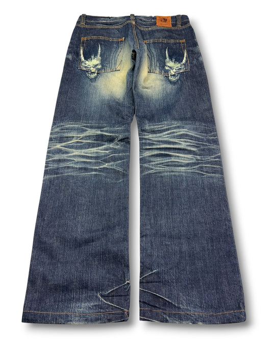 2000's Oniarai Japanese Baggy Jeans *very rare 34x32 (L)