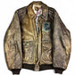 1980's Fighter Squadron Graphic Leather Bomber Jacket *extremely rare (L)