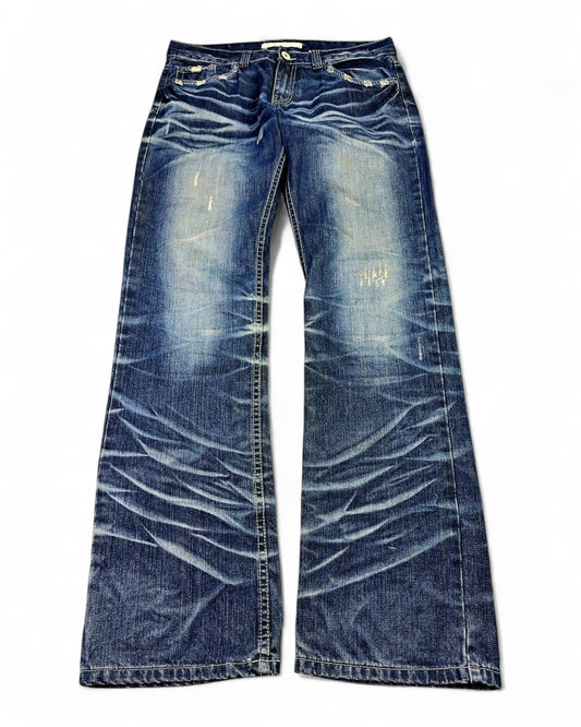 2000's A.V.H Japanese Baggy/Bootcut Jeans *rare 34x36 (L) - Lennys Vintage