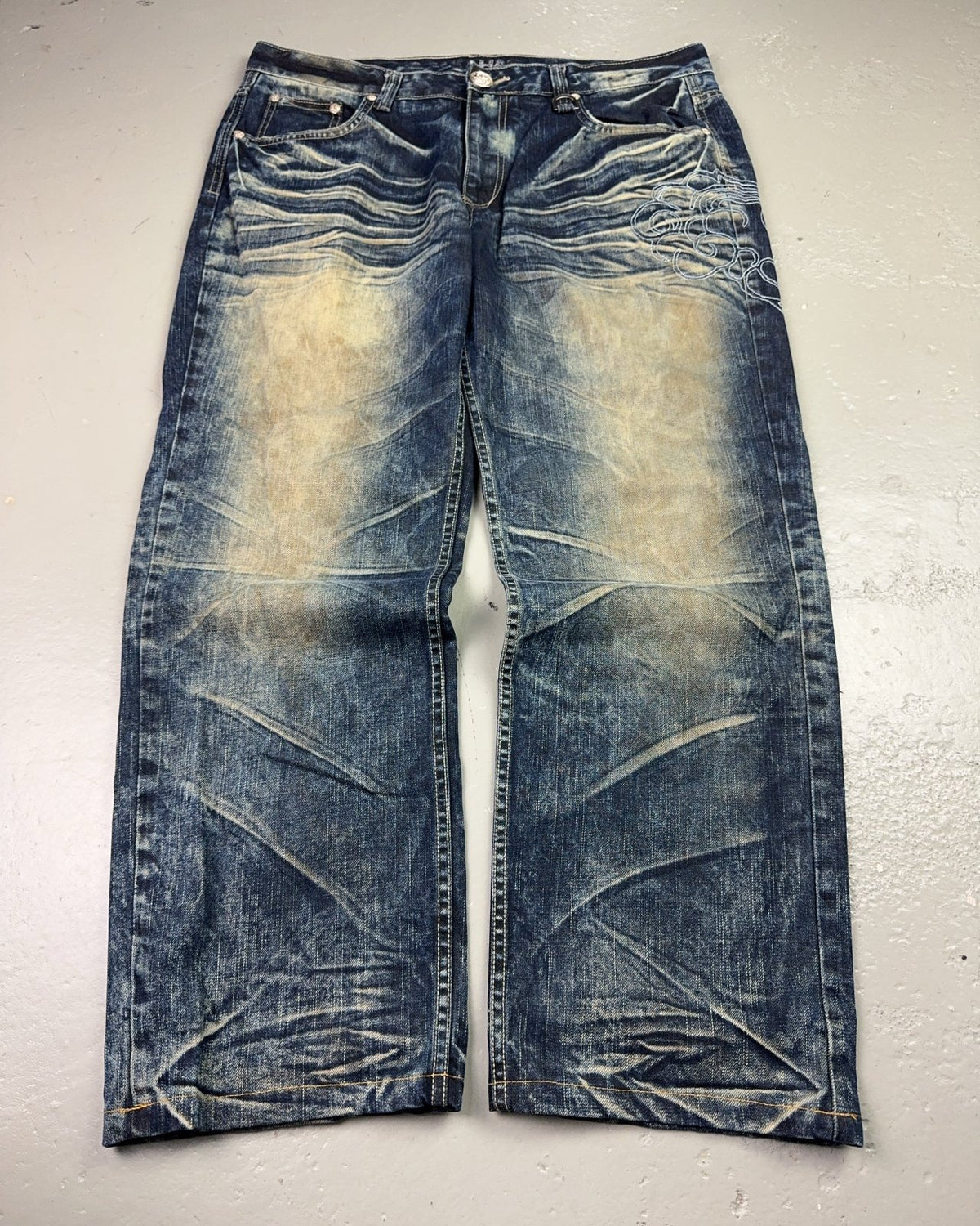 2000's Big Train Japanese Baggy Jeans *rare 38x30 (XXL) - Lennys Vintage