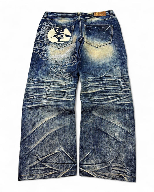 2000's Big Train Japanese Baggy Jeans *rare 38x30 (XXL) - Lennys Vintage