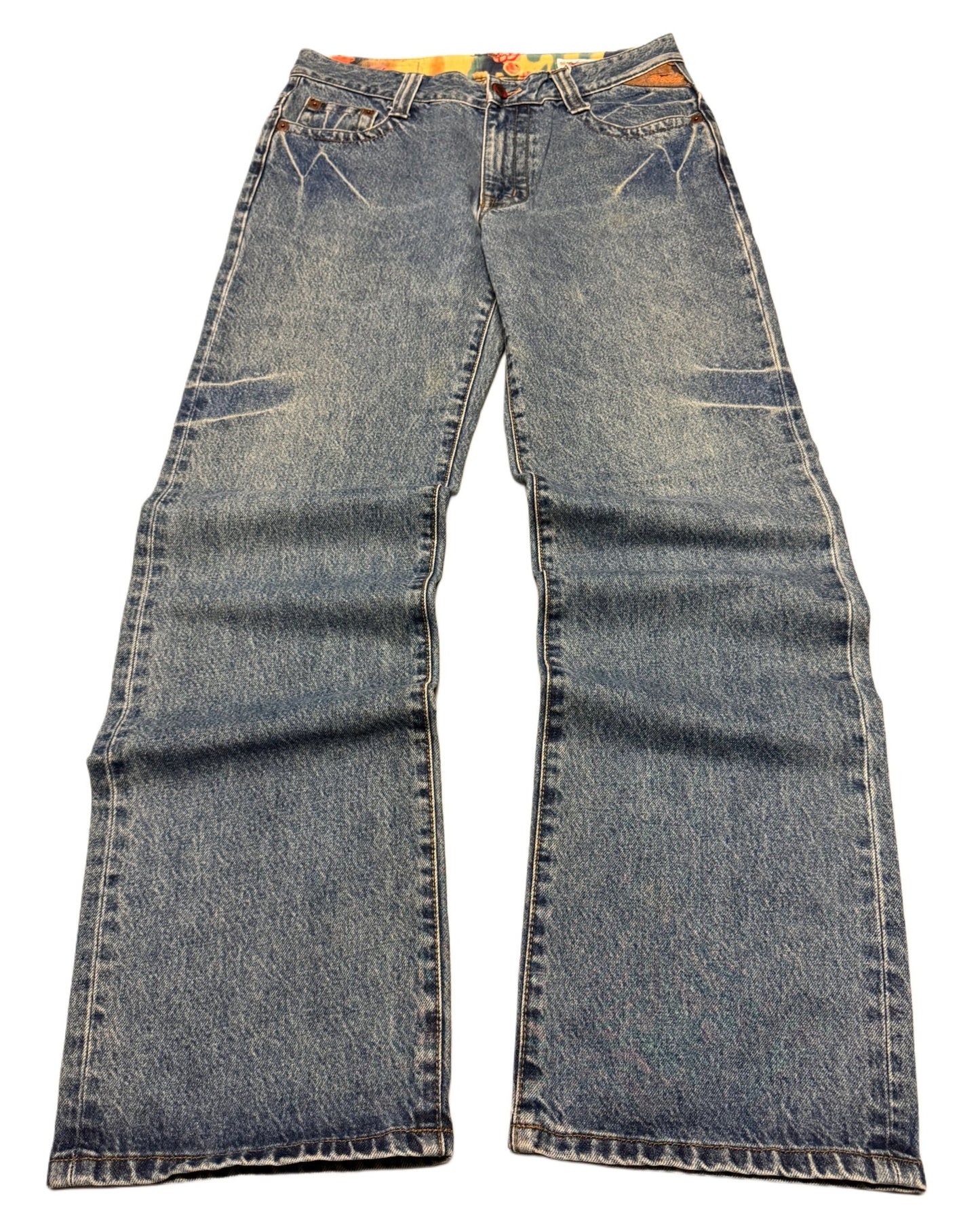 2000‘s Bobson Japanese Heavy Denim Baggy Jeans *rare 32x34 - Lennys Vintage