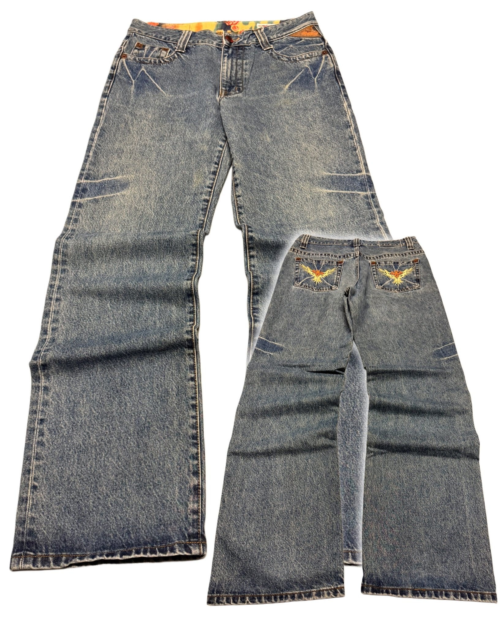 2000‘s Bobson Japanese Heavy Denim Baggy Jeans *rare 32x34 - Lennys Vintage