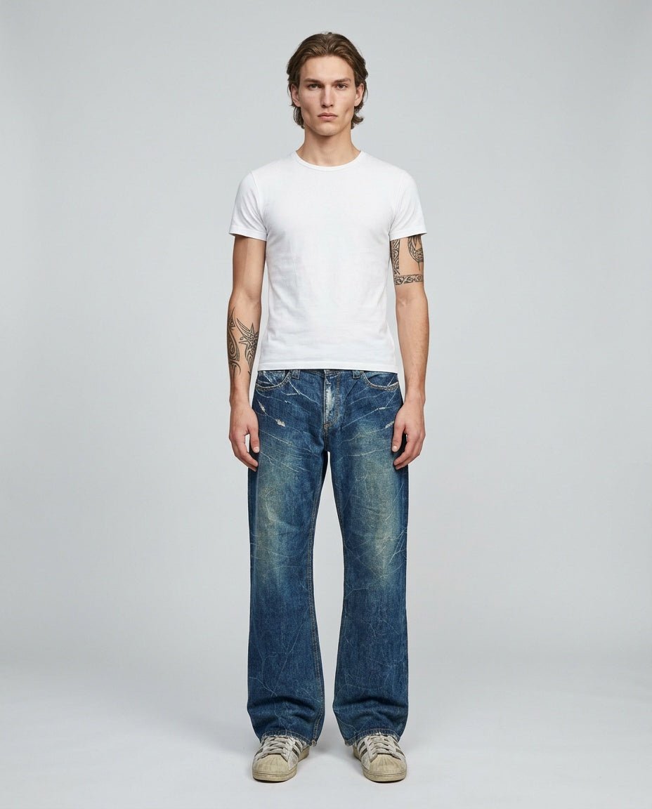 2000's Cash Japanese Archive Baggy/Bootcut Jeans *very rare 34x32 (L) - Lennys Vintage