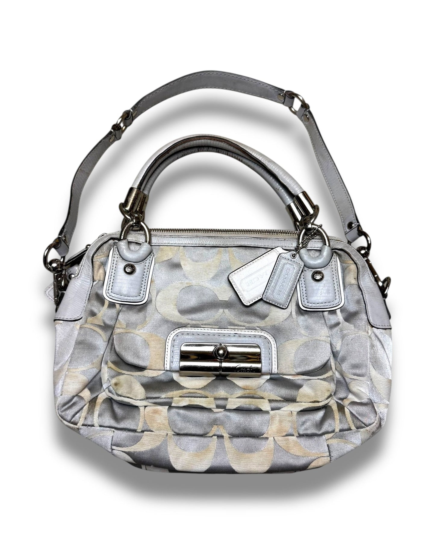 2000‘s COACH Silver Monogram Handbag *rare - Lennys Vintage