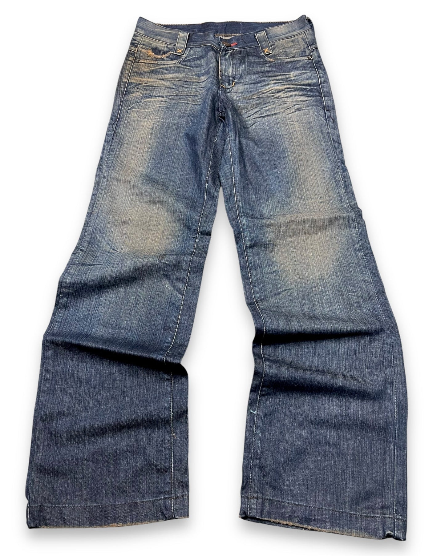 2000‘s Crazy Washing Baggy Jeans *rare 31x34 - Lennys Vintage