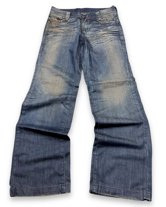 2000‘s Crazy Washing Baggy Jeans *rare 31x34 - Lennys Vintage