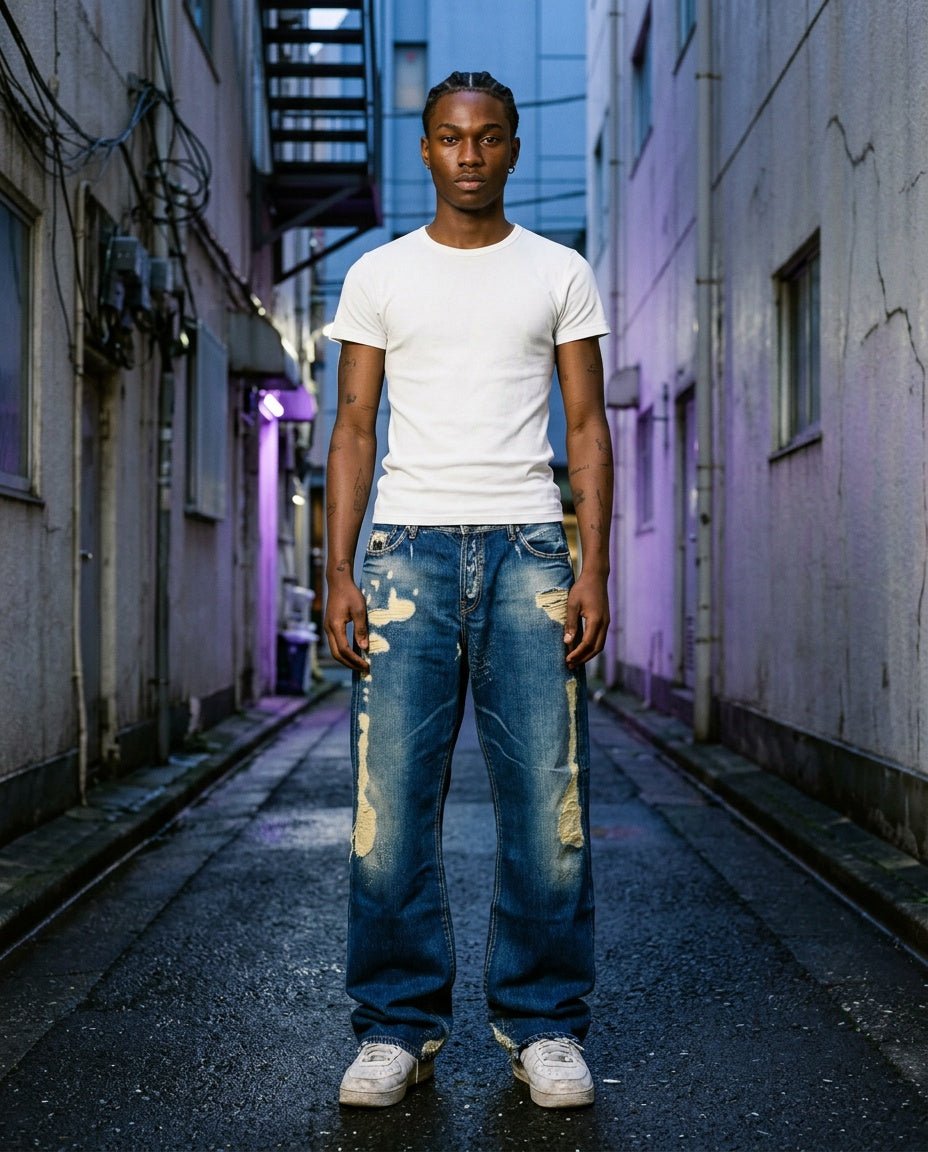 2000's Energie Distressed Baggy Jeans *very rare 38x34 (XXL) - Lennys Vintage