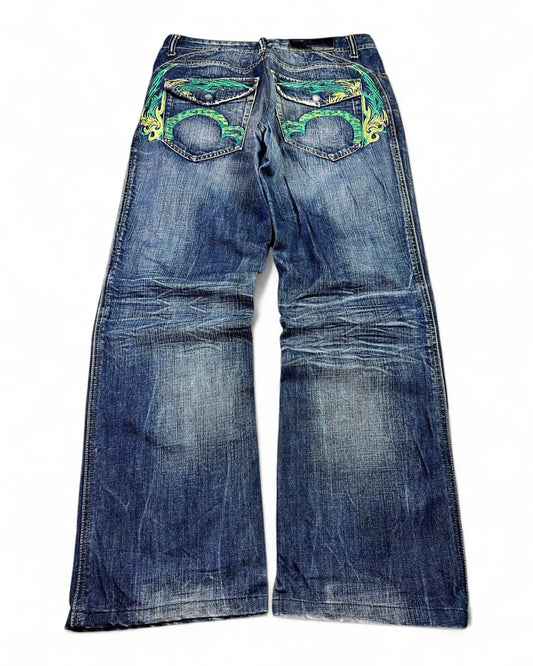 2000's Izzvati Japanese Baggy/Bootcut Jeans *very rare 32x32 (M) - Lennys Vintage