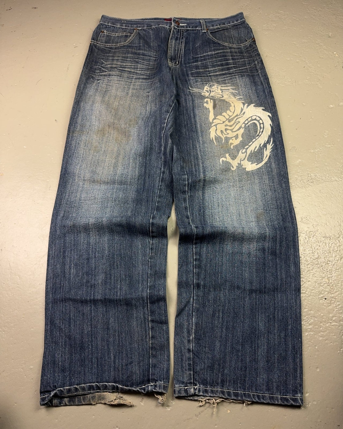 2000's Japanese Baggy Jeans *rare 36x32 (XL) - Lennys Vintage