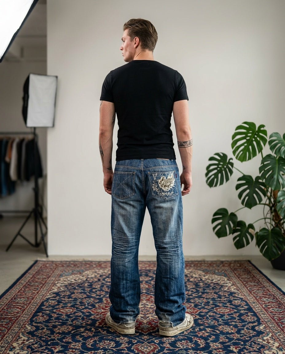 2000's Japanese Baggy Jeans *rare 36x32 (XL) - Lennys Vintage