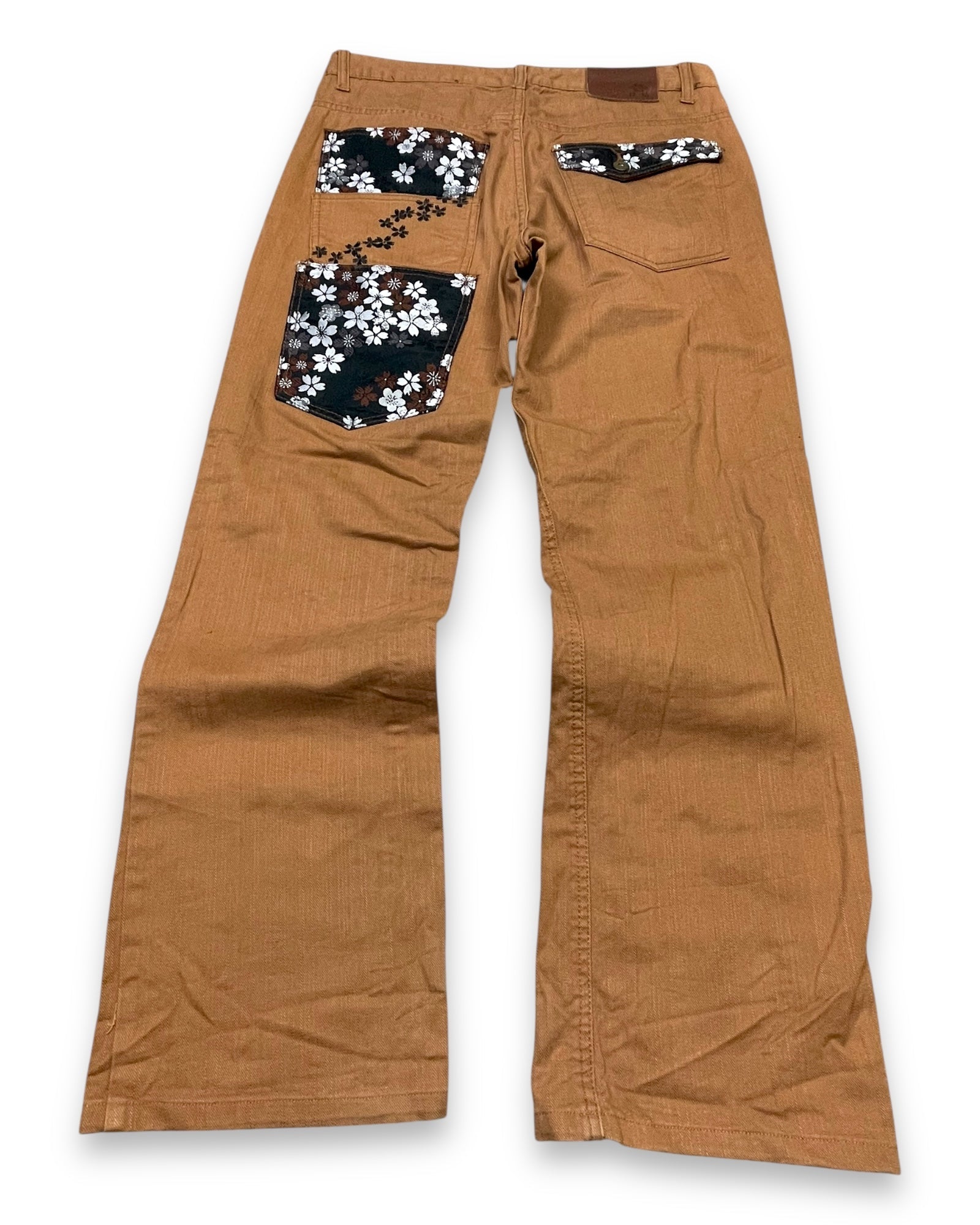 2000‘s Japanese Cherry Blossom Multi Pocket Baggy Jeans *rare 32x30 - Lennys Vintage