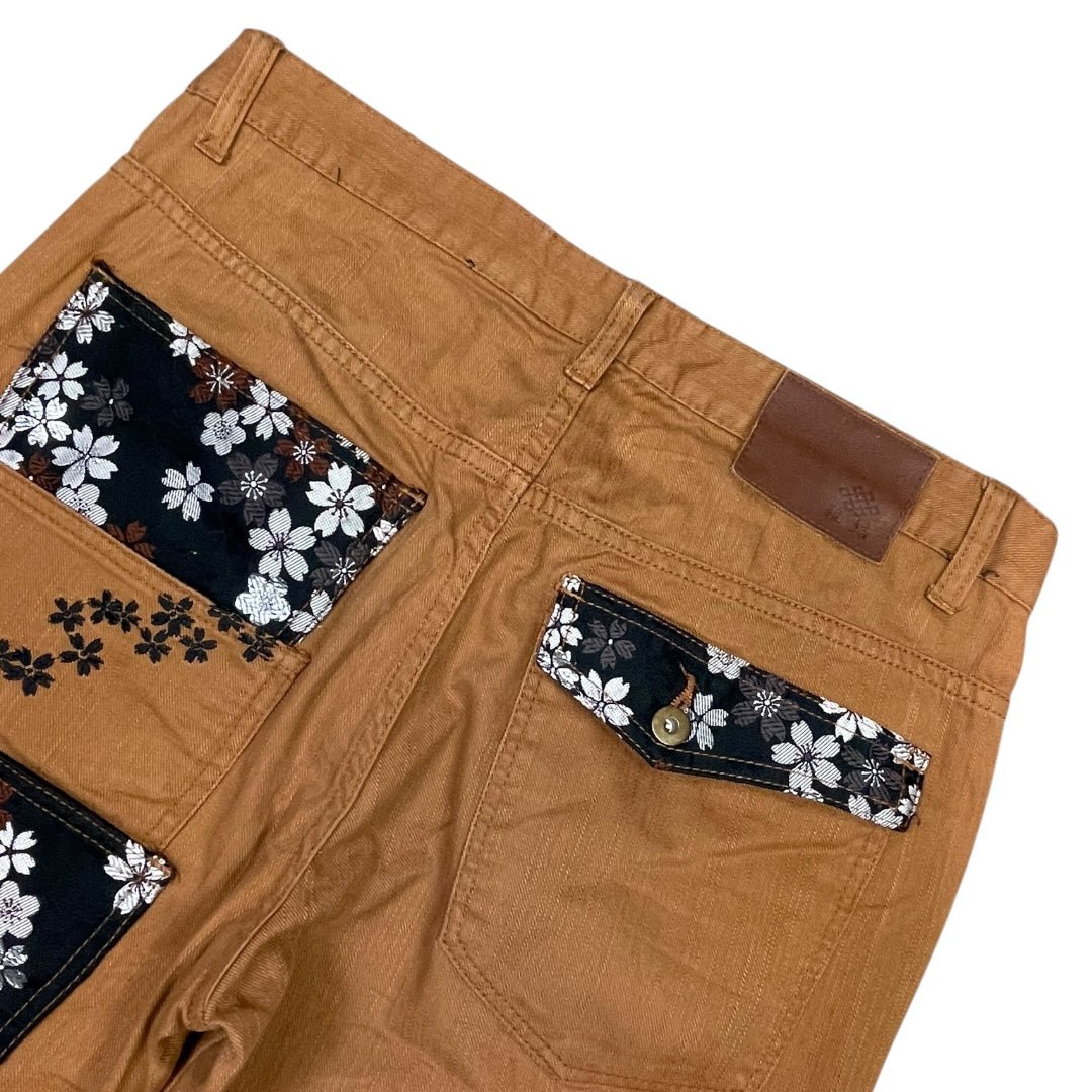 2000‘s Japanese Cherry Blossom Multi Pocket Baggy Jeans *rare 32x30 - Lennys Vintage