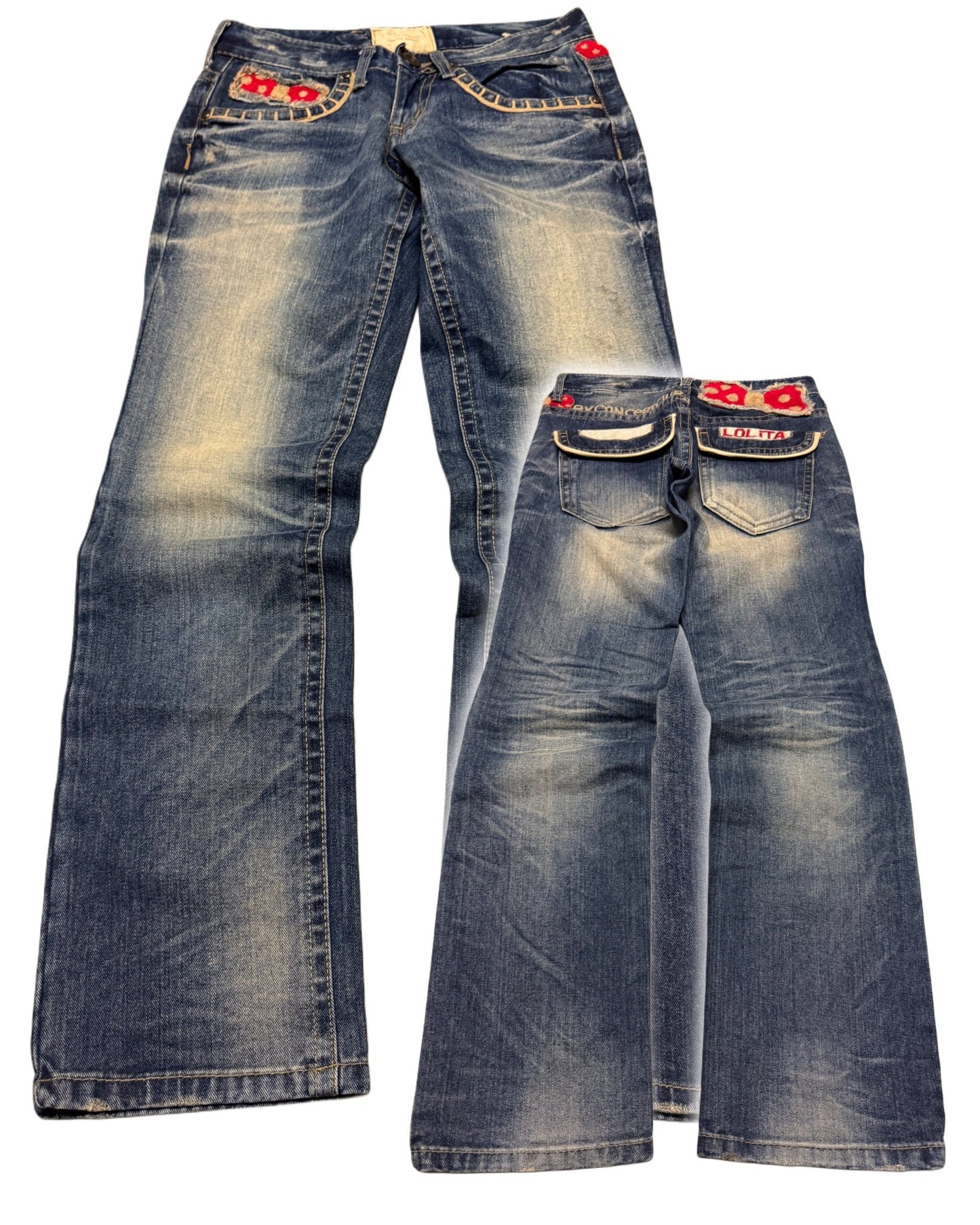 2000‘s Lolita Japanese Baggy/Straight Jeans Women‘s *very rare (S) - Lennys Vintage