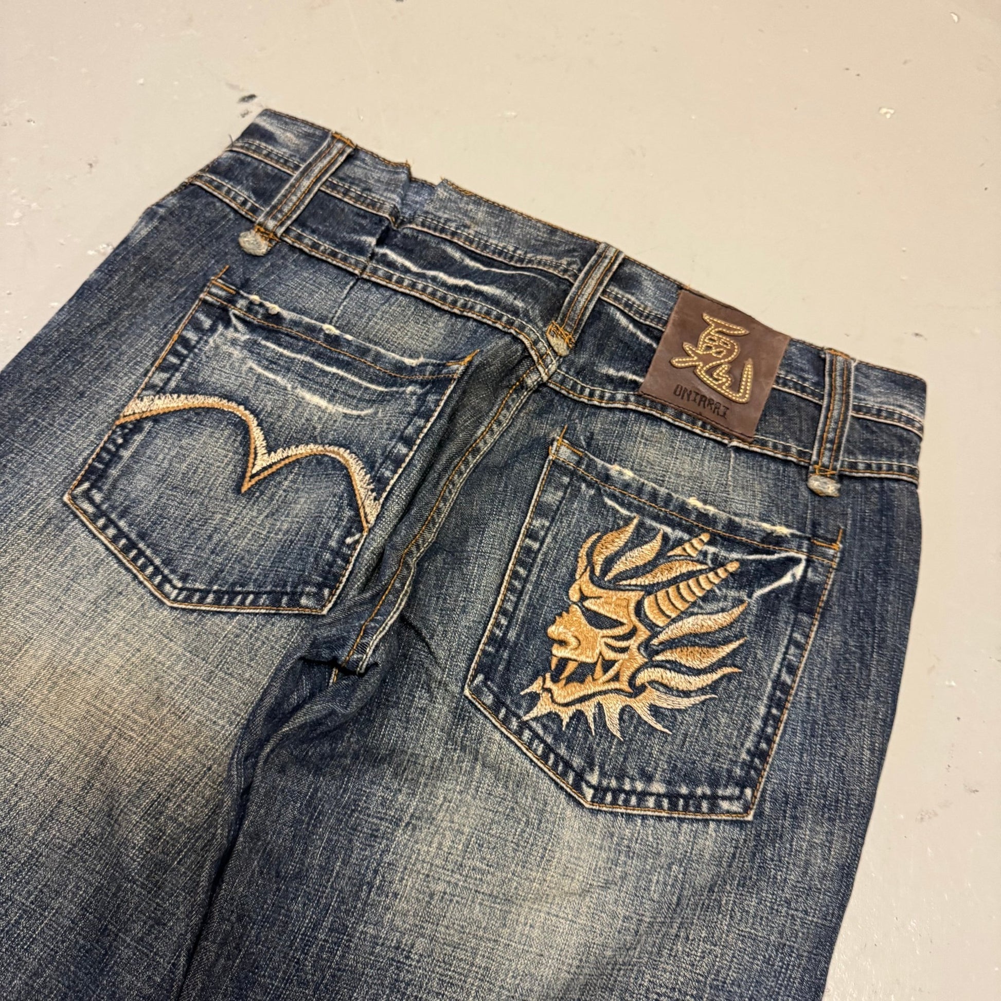 2000‘s Oniarai Japanese Archive Baggy Jeans *very rare 34x34 - Lennys Vintage